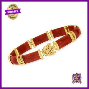 18kt Gold Over Sterling Jade Bracelet 8.5" Double Latch Safety